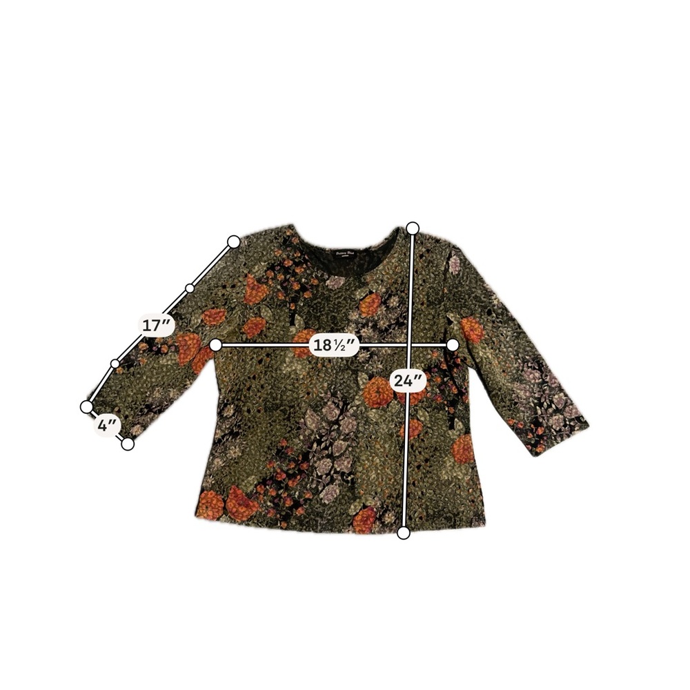 Floral Print Green Long-Sleeve Women's Tee